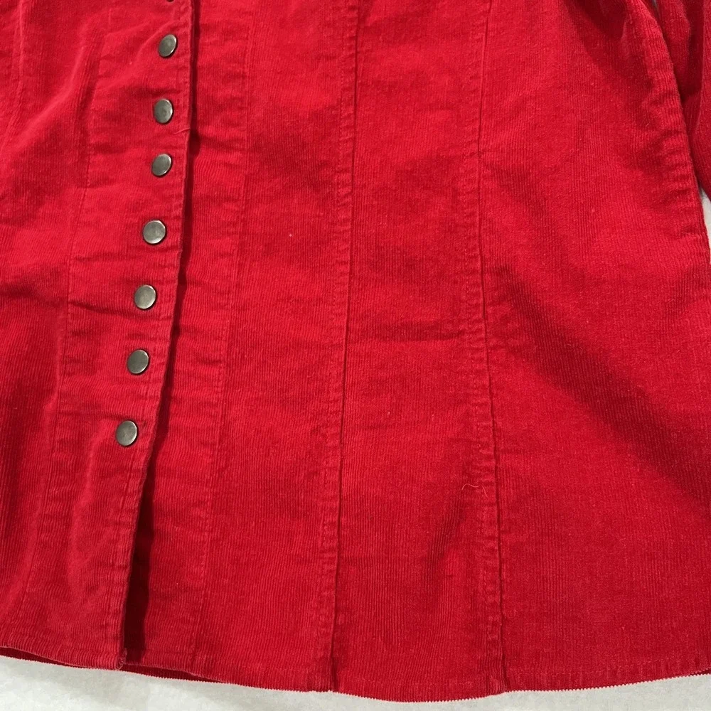 Corduroy Jacket Womens Large Red  Tomato Girl Fall Blazer Office Western Snap